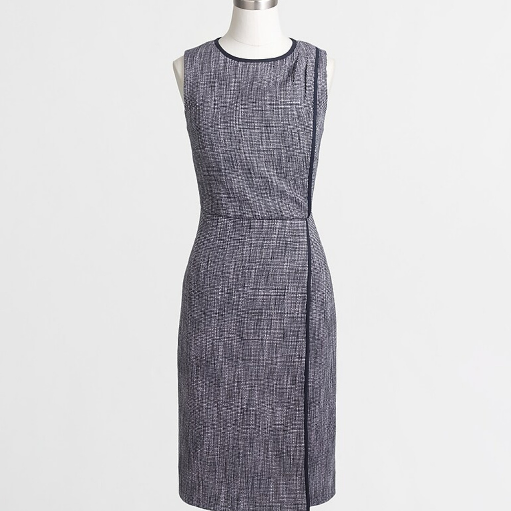 J. Crew Suiting Navy Tweed Dress EUC! No Size Tag - Picture 3 of 7